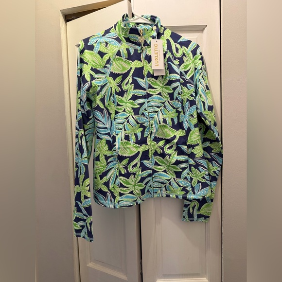 NWT LILLY PULITZER BREAKER JACKET UPF 50+ SIZE M LUXLETIC SAPPHIRE POOL TROPICAL